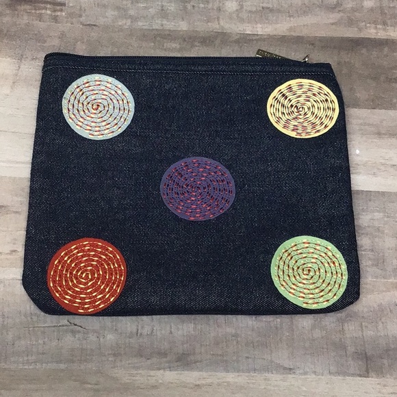 Bath & Body Works Handbags - Bath & Body Works~Denim Embroidered Cosmetic Bag~EUC!